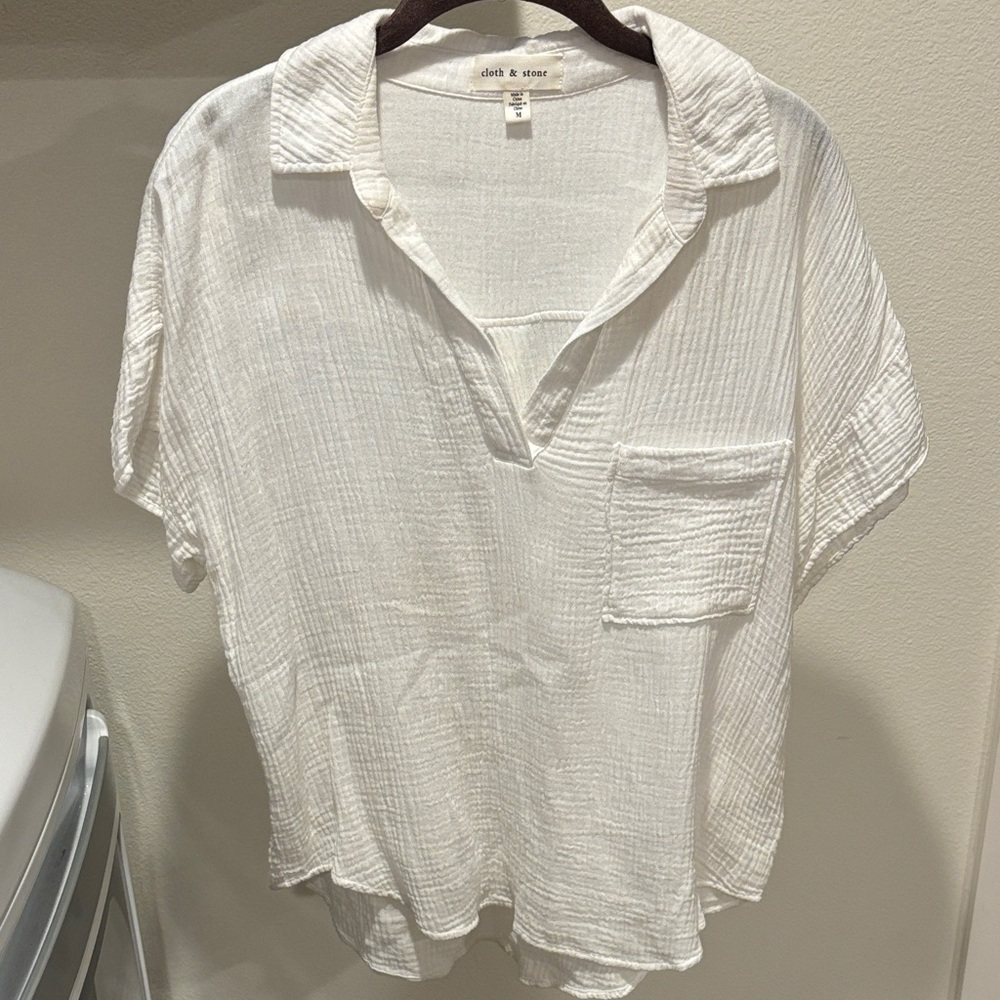 Cloth & Stone Cream Textured Blouse